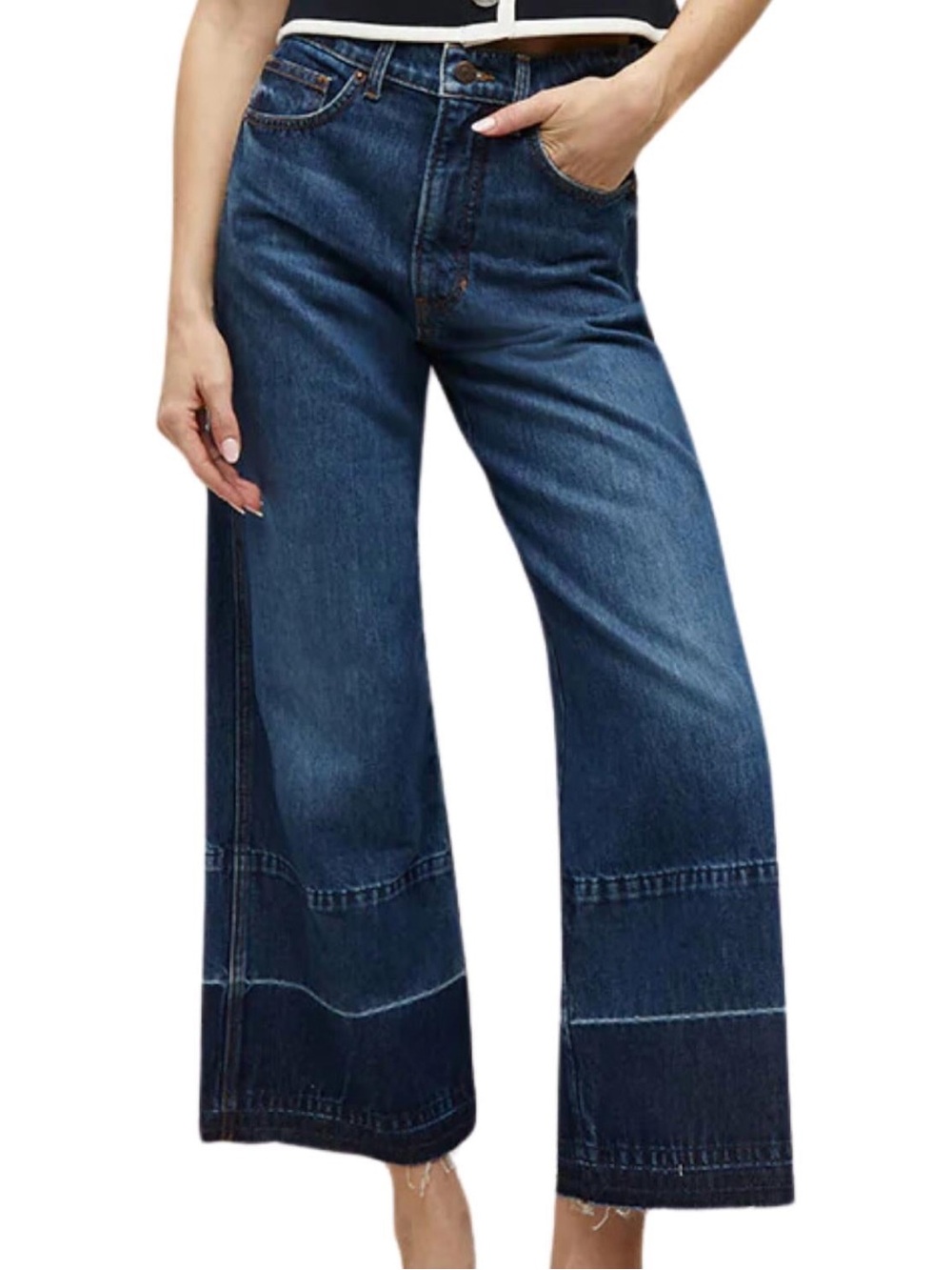 Veronica Beard Taylor Released Hem Cropped Wide-leg  High waist jeans - Picture 2 of 7
